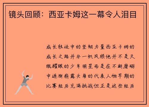 镜头回顾：西亚卡姆这一幕令人泪目